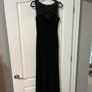 Formal Floor Length Black Lace Dress - Size 10